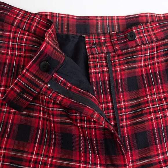 Peter Nygard Wide Leg Plaid Pants Red Black Wool Blend Tartan Canada Size 12 - Picture 7 of 13
